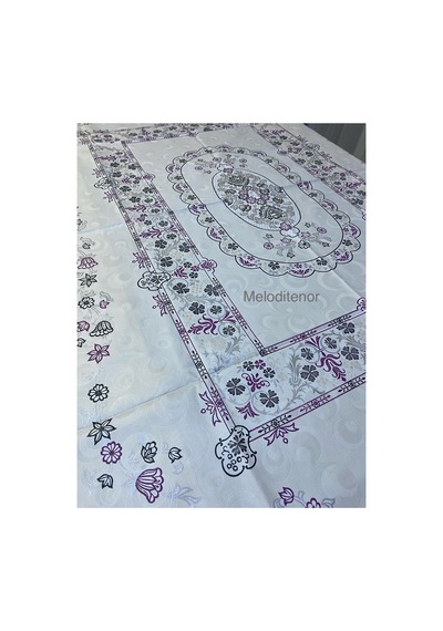 Astarlı Kenarlı Kilim Pano Desen Kaymaz Dikdörtgen Pvc Musamba Masa Örtüsü 120 X 155 Cm Mor