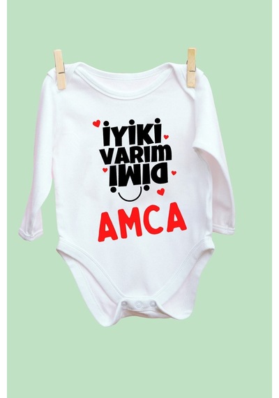 Babylimon Iyi Ki Varım Dimi Amca Desenli Uzun Beyaz - 110763746 Beyaz
