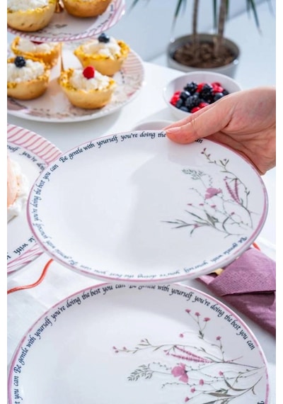 Acar Hca9085 Laila Desenli Seramik Pasta Tabağı 19 Cm 6'lı Çok Renkli