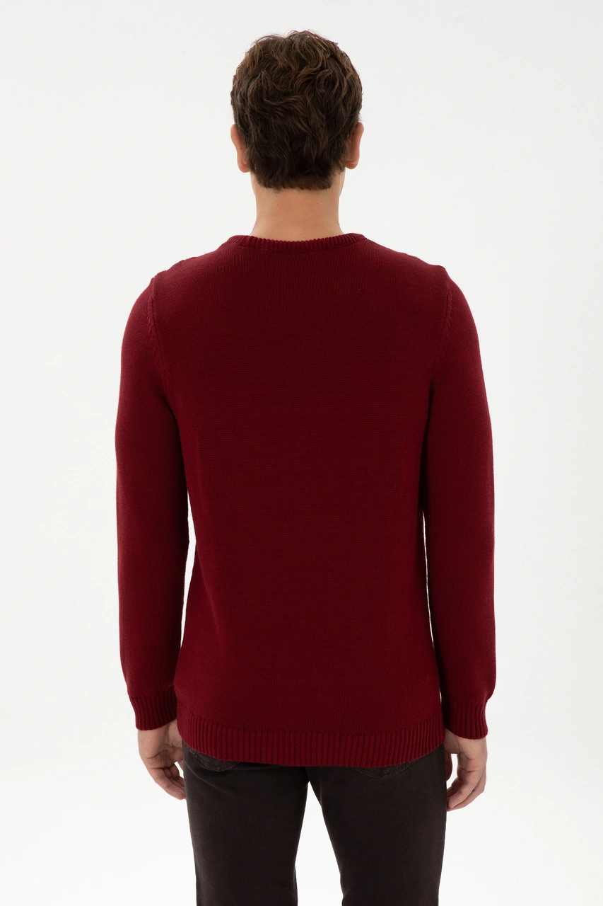 U.S. Polo Assn. Erkek Slim Fit Bisiklet Yaka Bordo Kazak 50314975-VR014
