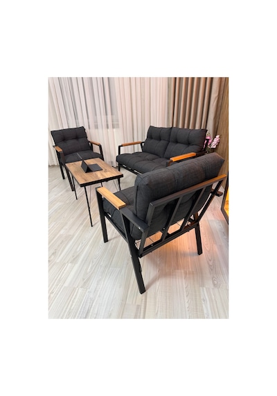 Houseart Menekşe Balkon, Bahçe,teras,cafe - Salon - Metal Kanepe Koltuk Takımı - 2 1 1 Sehpa Antrasit Houseart Menekşe Balkon, Bahçe,teras,cafe - Salon - Metal Kanepe Koltuk Takımı - 2 1 1 Sehpa Antrasit