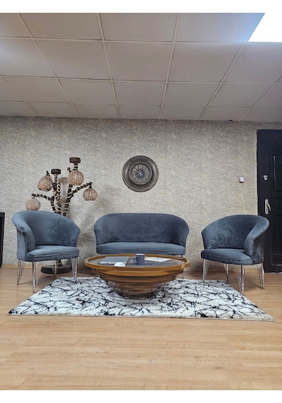 Zafir Teddy Takım Krom Kaplama Telli Ayak Çay Seti Koltuk - Berjer , Balkon, Salon, Ofis Füme Zafir Teddy Takım Krom Kaplama Telli Ayak Çay Seti Koltuk - Berjer , Balkon, Salon, Ofis Füme