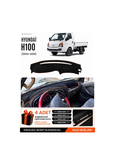 Hyundai H100 2004-2019 Uyumlu Torpido Örtüsü, Torpido Kılıfı - Siyah Kahverengi