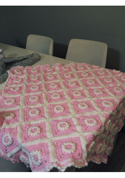 Çiçek Desenli Bebek Battaniyesi Pembe - Beyaz