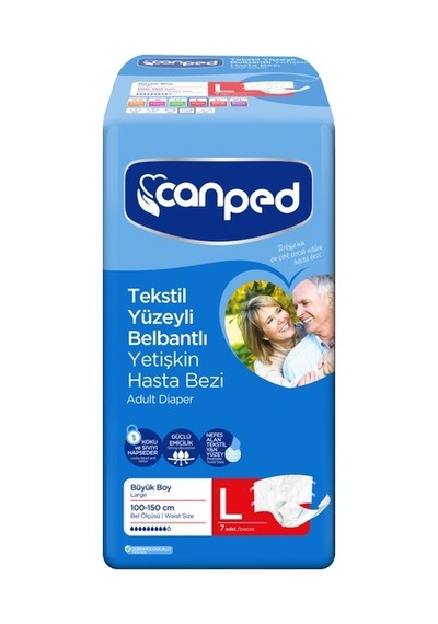 Canped Tekstil Yüzeyli Belbantlı Hasta Bezi Büyük Boy L 7'Li