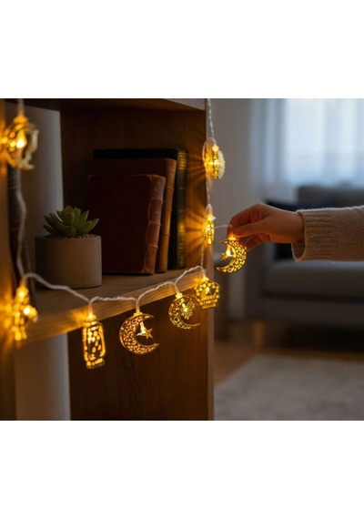 10 Ledli 2 Metre 5.5 Cm Figürlü Ramazan Süsü Led Altın