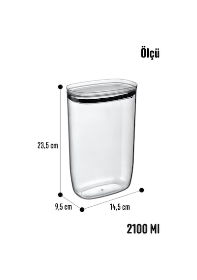 Jumbo Boy 2100 Ml Gerçek Vakumlu Silikon Kapaklı Kristal Erzak Bakliyat Saklama Kabı Seti Ba Şeffaf