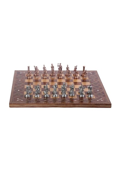 Gifthome 4092 Metal Roma Satranç Takımı Antik Ve El Yapımı Masif Ahşap Satranç Tahtası