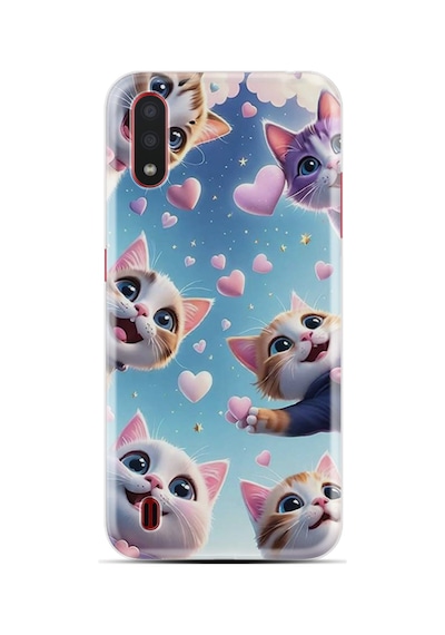 Samsung Galaxy Uyumlu A01 Kılıf Boutique Baskılı Resimli Kalp Ve Kedi Pcode -035