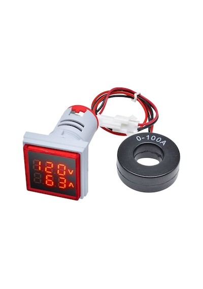 Ac 20-500v 100a Kare Dijital Voltmetre Ampermetre 220v Kırmızı Panel Montaj Led Gösterge Ekran Elektrik Voltaj Akım