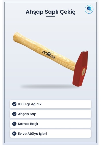 Çekiç 1000 Gr Ahşap Saplı Manuel El Aleti Hırdavat Tamir Ev Atöly