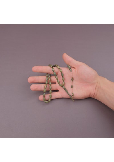 Yeşil Plesenk Ağacı Usta İşi İmzalı Beyzi Kesim 6.5x12mm Tesbih