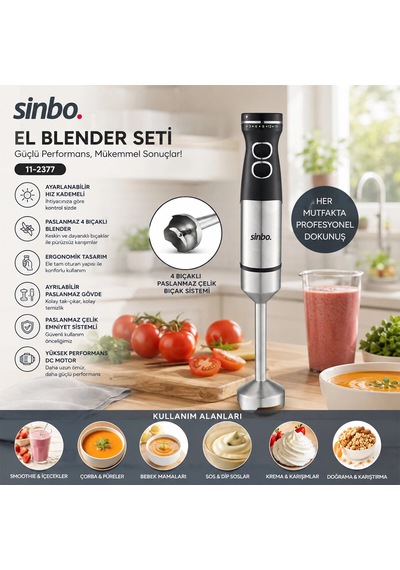 Çubuk El Blender Çelik Uçlu Dc Motor - 1500w Shb-7510 Bx40 Açık Mavi