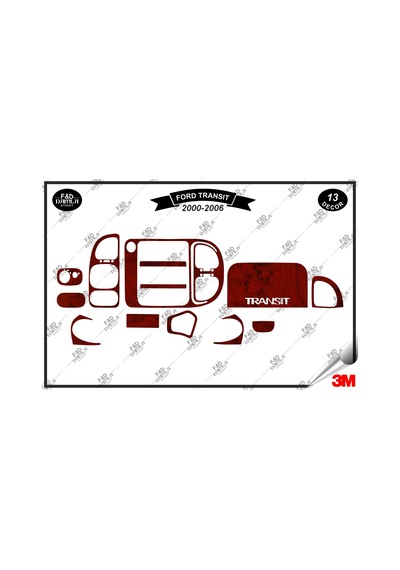 Ford Transit 2000-2006 Torpido Konsol Trim Göğüs Maun Kaplama Set 13 Parça Maun