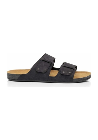 Look Life Erkek Suni Deri Rahat Günlük Sandalet Terlik Büyük No 46-47-48-49 Siyah