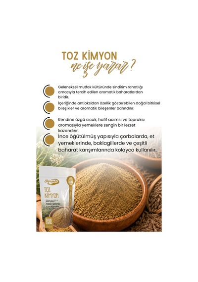 Toz Kimyon 100 Gr İnce Öğütülmüş Kimyon Baharatı, Yoğun Aromalı, Köfte, Et Ve Yemekler İçin