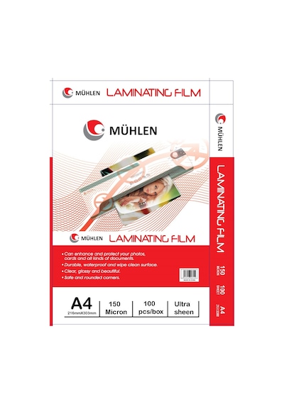 Mühlen Laminasyon Makinesi Filmi 150 Mc A4 1 Paket 100 Adet