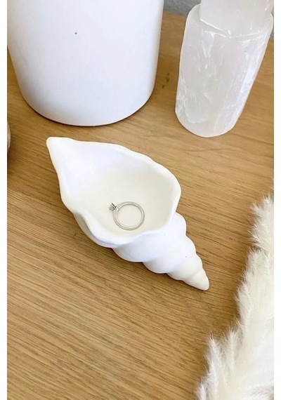 Bernami Mumluk Şamdanpinterest Deniz Kabuğu Görünümlü Dekoratif Mumluk, Takı Tabağı, Organizer Beyaz Diğer
