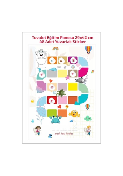Eğlenceli Ve Eğitici Tuvalet Eğitimi Sticker Panosu 29x42cm Pcv K