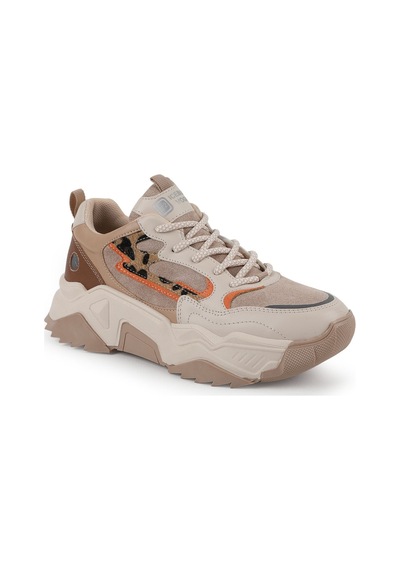 Lbr Libero L083.65100 Kalın Tabanlı Bağcıklı Kadın Sneaker Bej-leopar