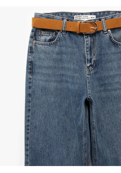 Koton Pamuklu Kemerli İspanyol Paça Denim Pantolon - Flare Jeans Koyu İndigo 6sal40138md İndigo Koton Pamuklu Kemerli İspanyol Paça Denim Pantolon - Flare Jeans Koyu İndigo 6sal40138md İndigo