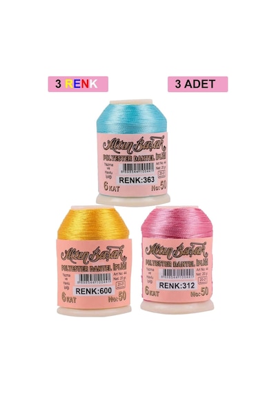 Hubrendy Tedarik 3 Adet Altınbaşak Oya Ve Dantel İpi 20 Gr - Royaleks - No: 600 - 312 - 363