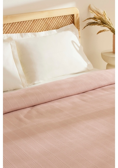 Karaca Home Maye %100 Pamuk Fırfırlı Çift Kişilik Tek Pike Somon Somon