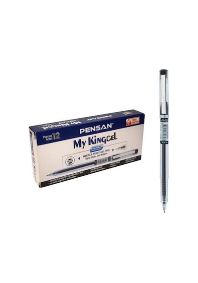 Pensan My King Gel 0.5 mm İğne Uç Metal Klips Kalem 12'li Siyah 6405