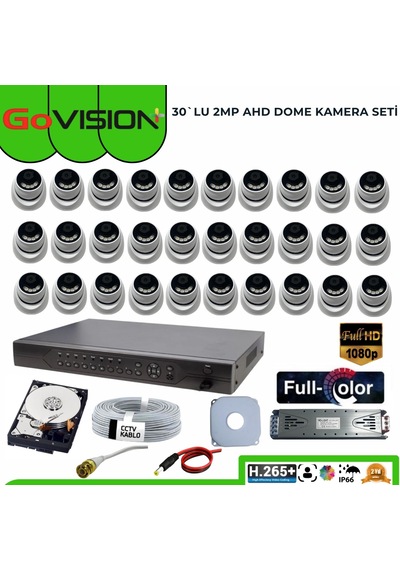 30 Lu 2mp Full Color 3.6mm Lens 1080p Fullhd Warmled Ahd 32 Kanal Dome Set