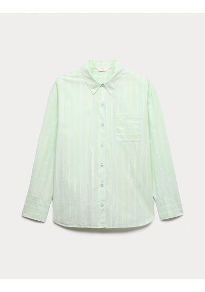 Marks & Spencer Çizgili Pijama Üstü T37003703T Yeşil