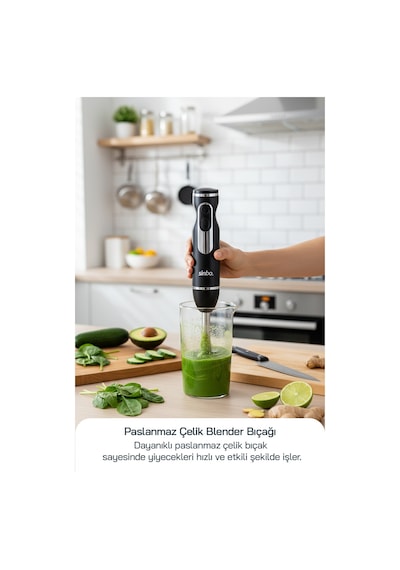 Sinbo SHB-7513 500 W Paslanmaz Çelik Bıçaklı El Blenderı