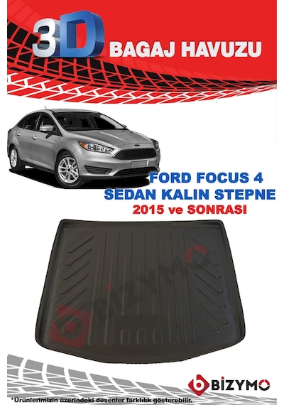Ford Focus 4 Kalın Stepne Sedan 2015 ve Sonrası 3D Bagaj Havuzu Bizymo