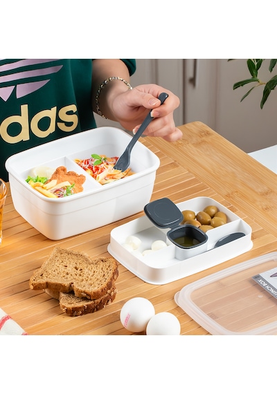 Porsima 3200 Vakumlu 2 Katlı Lunch Box - Sefer Tası 1200 Ml Beyaz