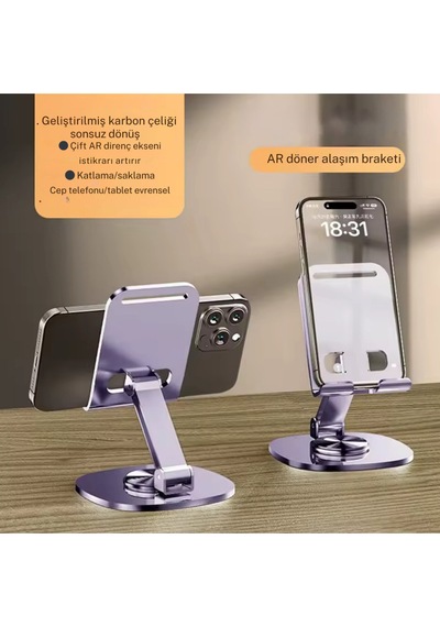 Ayarlanabilir Metal Telefon Tablet Standı Masaüstü Katlanabilir Tutucu Ergonomik Ve Dayanıklı