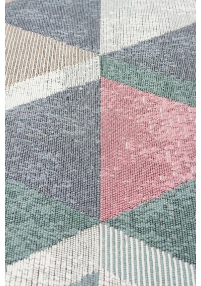 Arya Ar 10 Blue Pink %100 Geri Dönüşümlü Pamuktan Çift Taraflı Yıkanabilir Modern Dekoratif Kilim
