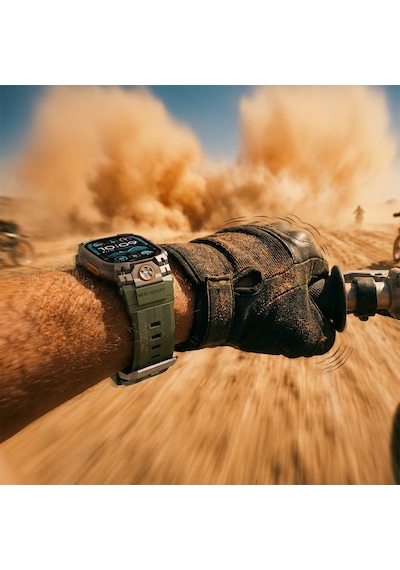 Watch Ultra 49mm Uyumlu Mohseven İwatch Armor Silikon Kordon Titanyum-yeşil