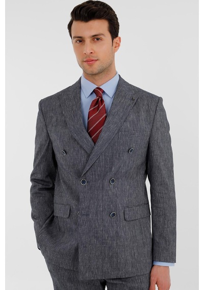 Uki Lacivert Comfort Fit 6 Drop Kruvaze Takım Elbise Lacivert