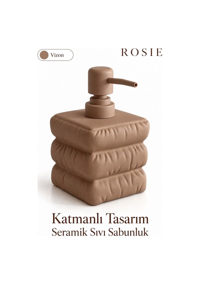 Rosıe Vizon Katmanlı Kare Seramik Sıvı Sabunluk 500 Ml Karışık