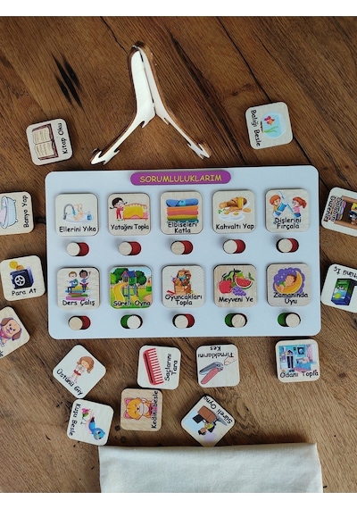 Sorumluluk Ve Görev Tablosu - Montessori Eğitici Ve Eğlenceli Ahşap Oyuncak