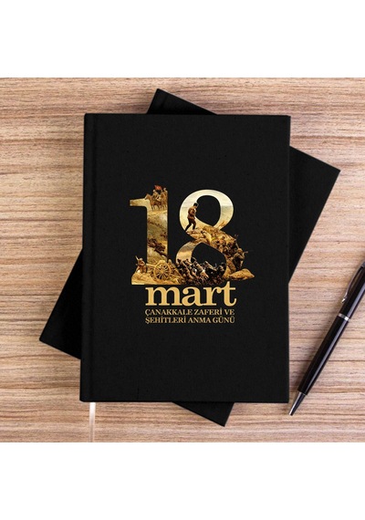 18 Mart Çanakkale Zaferi Ve Şehitleri Siyah Çizgisiz Kanvas Defter