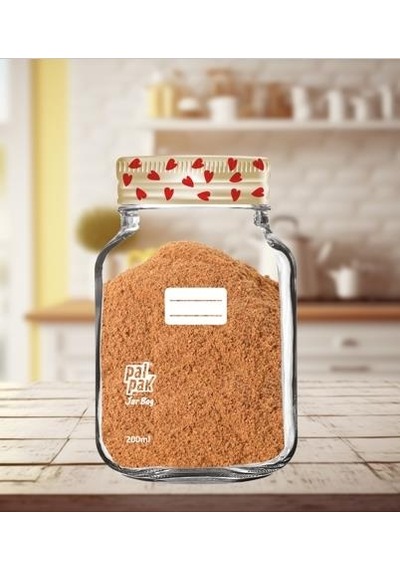 Kalp Desenli Mini Boy Kavanoz Görünümlü Kilitli Doypack Saklama Poşeti 6 Adet 200 Ml-11x15 Cm Şeffaf