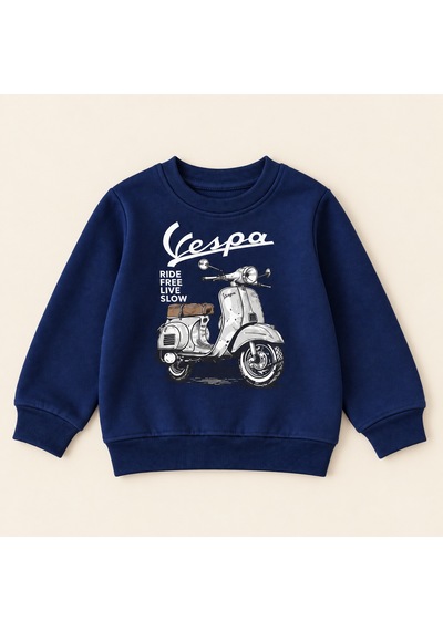 Pitipam Erkek Çocuk Klasik Vespa 'ride Free Live Slow' Baskılı Çizgili İkili Takım Lacivert