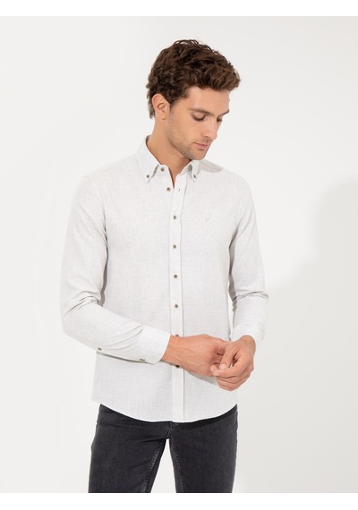 Cacharel Taş Slim Fit Uzun Kollu Gömlek Gri