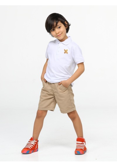 Casabony Casa Bej Gabardin Şort + Polo Tshirt Takım - Bej