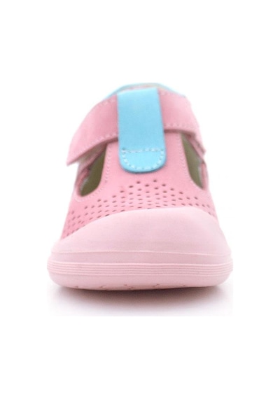 Rakerplus Shaun Hakiki Deri Pembe Mavi Cırtlı Anatomik Bebek Sandalet Pembe