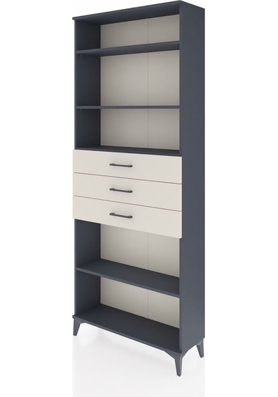 Arges Dolap 4 Raflı 3 Çekmeceli 88x30x221 Antrasit-aytaşı Antrasit