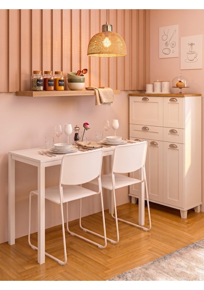Minimal Beyaz Çok Amaçlı Masa 116x45x75 Cm Güçlendirilmiş Metal Profil Ayaklı