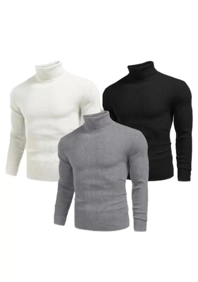 Modi 3 Adet Unisex Kaşkorse Boğazlı Full Likralı Fitilli Body Kazak Çok Renkli Modi 3 Adet Unisex Kaşkorse Boğazlı Full Likralı Fitilli Body Kazak Çok Renkli