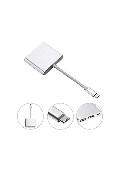 Uyumlu 4k Full Hd 1080p Type C To 3 Portlu Hdmı - Usb 3.0 - Pd Çevirici Hub