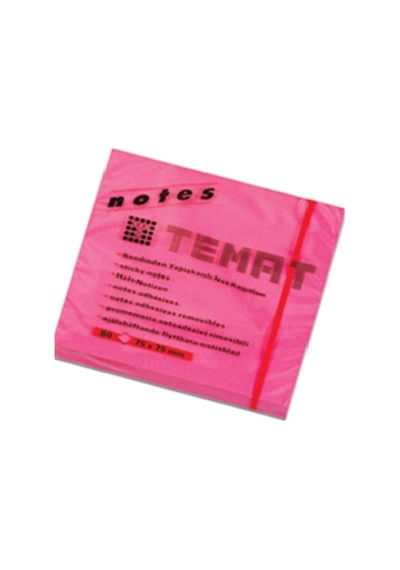 Tr Yapışkanlı Not Kağıdı 75x75 Mm, Fosforlu Pembe